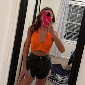 Shein Orange Halter Crop Top
